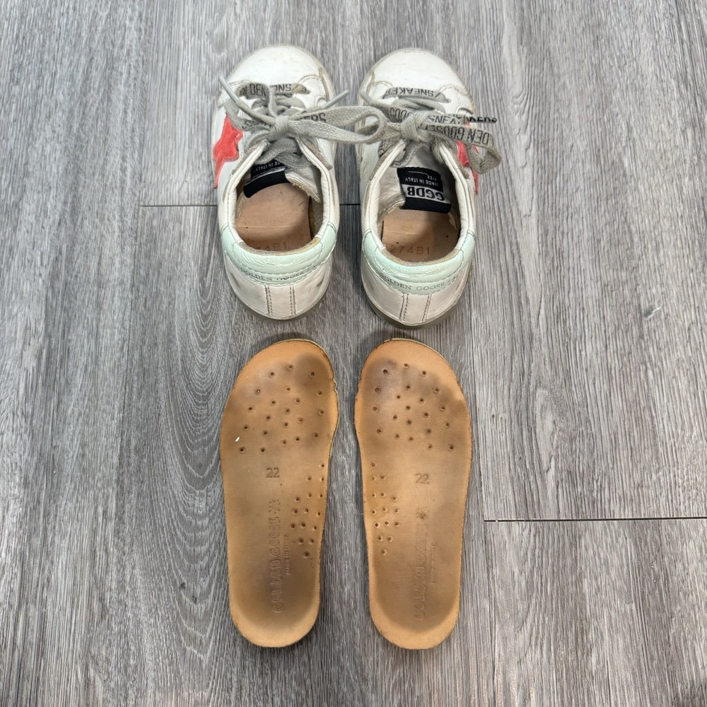 Golden Goose Girls Pink Superstar Low-Top Sneakers Size 22 White Green Logo - Picture 11 of 16